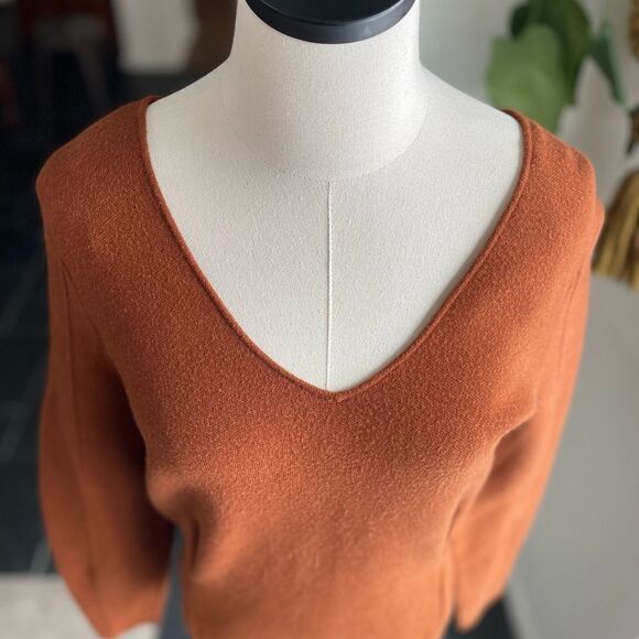 Maeve Anthropologie Lupita V-Neck Sweater Warm Brown M - Picture 3 of 9